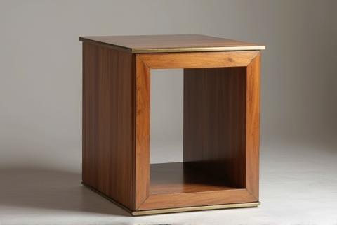 Image of an elegant custom-designed side table featuring wood and metal elements.