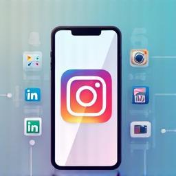 Icons representing Instagram and LinkedIn social media platforms on a smartphone screen.